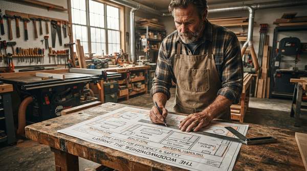 Editorial illustration for Plan Your Woodworking Workshop in Zones: A Layout Blueprint for Efficiency and Safety